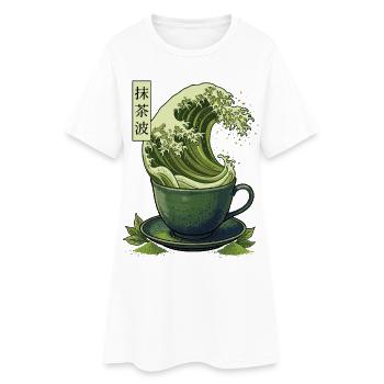 Matcha Wave Shirt Japan Style Tee Design - Frauen T-Shirt-Kleid - Weiß - Vorne