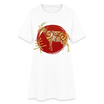 Horoscope du zodiaque chinois de la chèvre - Robe T-shirt Femme - blanc - Devant