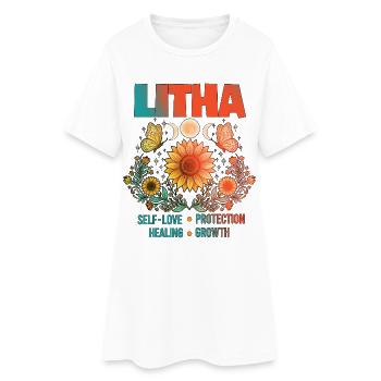 Litha Pagan: Sommersonnenwende, Mittsommer, Mittsommer, Mittsommer. - Frauen T-Shirt-Kleid - Weiß - Vorne