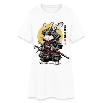 Rabbit Samurai in Armor with Katana - Women’s T-Shirt Dress - white - Front
