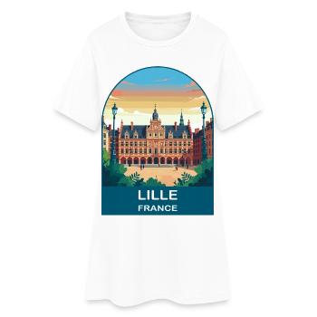 Lille France Grand Place Vintage Travel Poster - Women’s T-Shirt Dress - white - Front