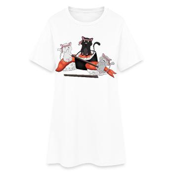 Chats kawaïens mangeant des sushis - Anime japonais mignon - Robe T-shirt Femme - blanc - Devant