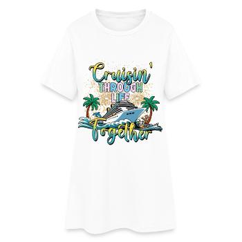 Gemeinsam durchs Leben cruisen Familienurlaub - Frauen T-Shirt-Kleid - Weiß - Vorne