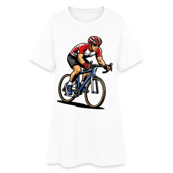 Cycliste sur vélo de route en pleine vitesse - Robe T-shirt Femme - blanc - Devant