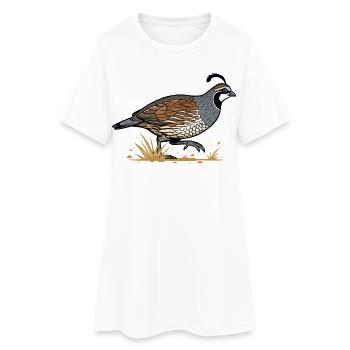 Caille de Californie Nature Sauvage Design Rétro - Robe T-shirt Femme - blanc - Devant