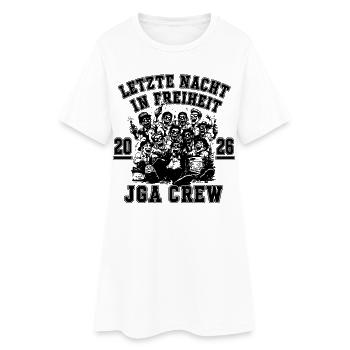 JGA 2026 Letzte Nacht in Freiheit JGA Crew - Frauen T-Shirt-Kleid - Weiß - Vorne