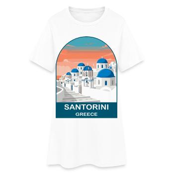 Affiche de voyage vintage à Santorin en Grèce - Robe T-shirt Femme - blanc - Devant