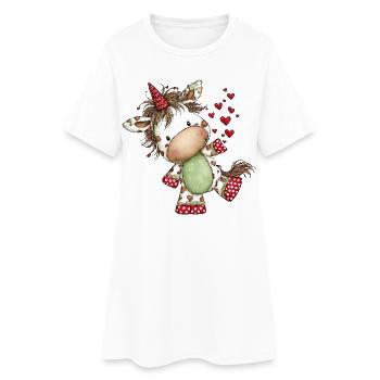 Licorne Cœur Mignon : Design de bande dessinée ludique - Robe T-shirt Femme - blanc - Devant