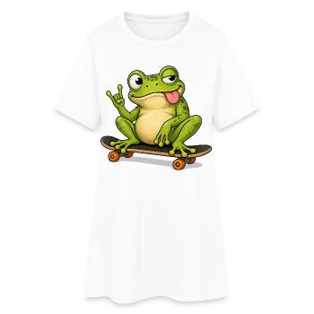 Héros du skateboard Grenouille Verte - Robe T-shirt Femme - blanc - Devant