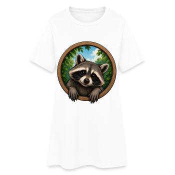 Raccoon dans le Holerring - Robe T-shirt Femme - blanc - Devant