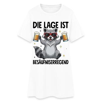 Die Lage Ist Besäufniserregend mit Waschbär - Frauen T-Shirt-Kleid - Weiß - Vorne