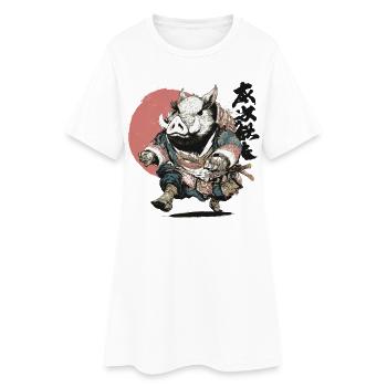 Boar Samurai in Ukiyo Armor - Women’s T-Shirt Dress - white - Front