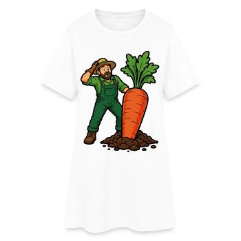 Jardinier et carotte géante du potager - Robe T-shirt Femme - blanc - Devant