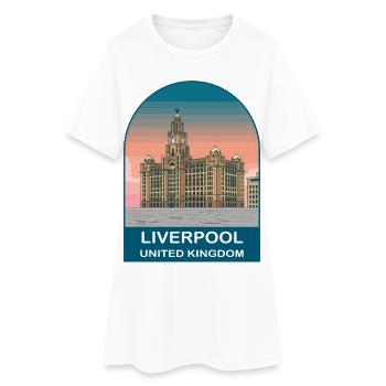 Art d’affiches de voyage vintage à Liverpool UK - Robe T-shirt Femme - blanc - Devant