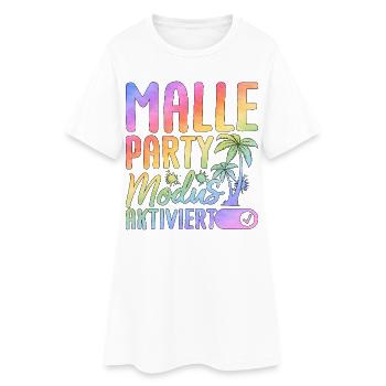 Malle Party Modus Aktiviert - Frauen T-Shirt-Kleid - Weiß - Vorne