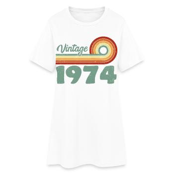 Vintage 1974 Retro Mountain Birthday 1974 - Women’s T-Shirt Dress - white - Front