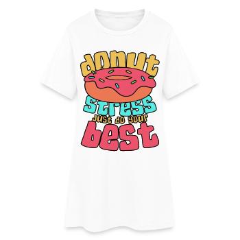 Donut Stress Büro Vibes - Frauen T-Shirt-Kleid - Weiß - Vorne