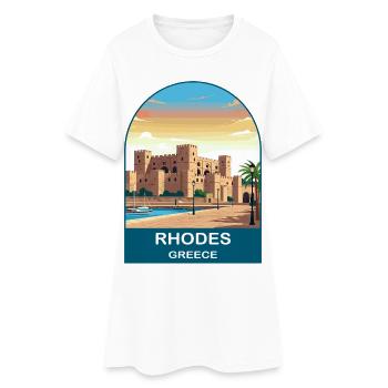 Rhodes Greece Vintage Travel Poster Art - Women’s T-Shirt Dress - white - Front