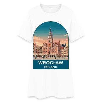 Wroclaw Poland Vintage Travel Poster Art - Women’s T-Shirt Dress - white - Front