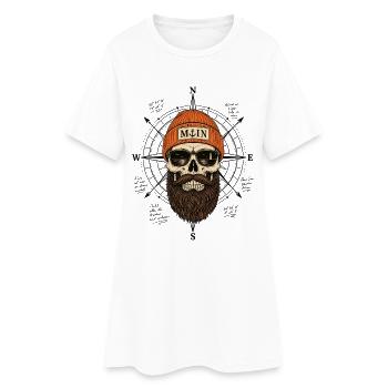 Moin Totenkopf Seemann Norddeutschland Shirt - Frauen T-Shirt-Kleid - Weiß - Vorne