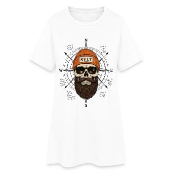 Sylt Totenkopf Seemann Küsten Shirt - Frauen T-Shirt-Kleid - Weiß - Vorne