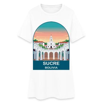 Sucre Bolivia White City Vintage Travel Poster - Women’s T-Shirt Dress - white - Front
