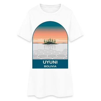 Salar de Uyuni Bolivia Salt Flats Travel Poster - Women’s T-Shirt Dress - white - Front