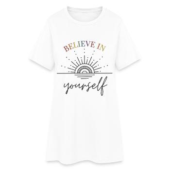 Believe in yourself Sonnenaufgang Regenbogen - Frauen T-Shirt-Kleid - Weiß - Vorne