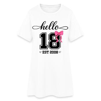 Hello 18 Est 2008 Damen Geburtstag Design - Frauen T-Shirt-Kleid - Weiß - Vorne