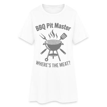 BBQ PIT MASTER WHERE’S THE MEAT Grill Grafik - Frauen T-Shirt-Kleid - Weiß - Vorne