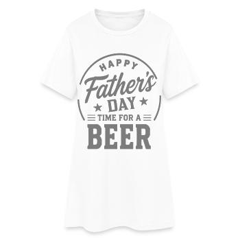 HAPPY FATHERS DAY TIME FOR A BEER Papa Emblem - Frauen T-Shirt-Kleid - Weiß - Vorne