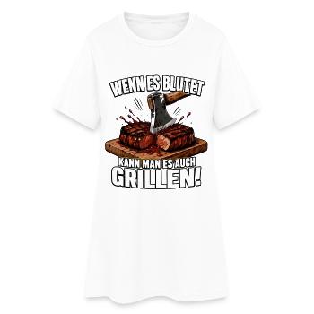 Wenn Es Blutet Kann Man Es Grillen Steak - Frauen T-Shirt-Kleid - Weiß - Vorne