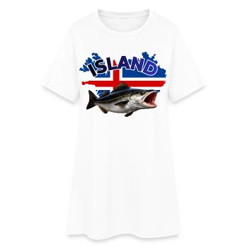 Pêche au charbon en Islande - Pêche à la canne - Robe T-shirt Femme - blanc - Devant