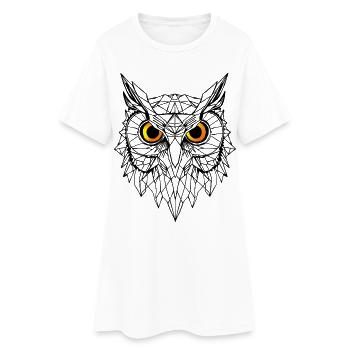 Geometrische Lineart Eule - Frauen T-Shirt-Kleid - Weiß - Vorne
