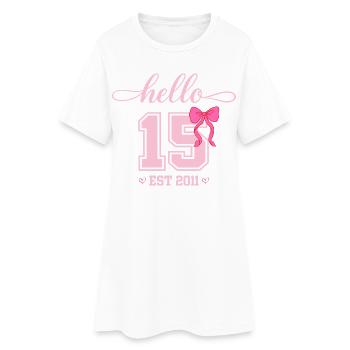 Bonjour 15 Est 2011 Girl Birthday Design - Robe T-shirt Femme - blanc - Devant