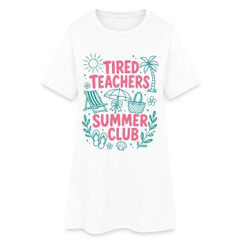 Tired Teachers Summer Club Lehrer Shirt - Frauen T-Shirt-Kleid - Weiß - Vorne