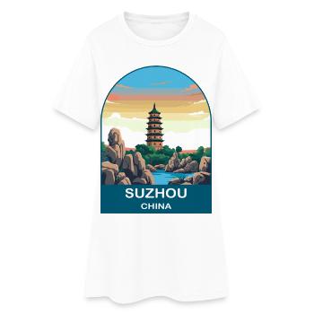 Jardin classique de Suzhou China Art de voyage vintage - Robe T-shirt Femme - blanc - Devant