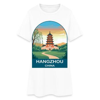Hangzhou China West Lake Vintage-Reiseplakat - Frauen T-Shirt-Kleid - Weiß - Vorne
