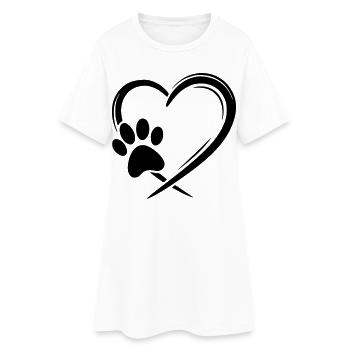 Patte Coeur - Robe T-shirt Femme - blanc - Devant