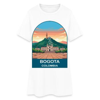 Bogota Colombia Skyline Vintage Travel Art - Women’s T-Shirt Dress - white - Front