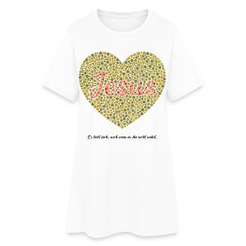 Jesus liebt dich | Glaube | Geschenk - Frauen T-Shirt-Kleid - Weiß - Vorne