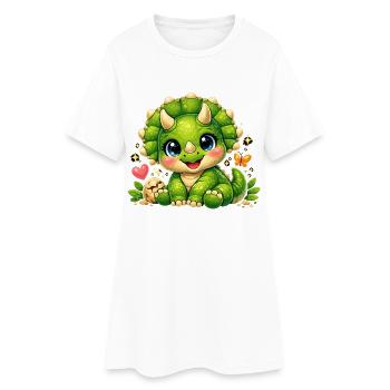 Cute Triceratops – Little Baby Dinosaur - Women’s T-Shirt Dress - white - Front