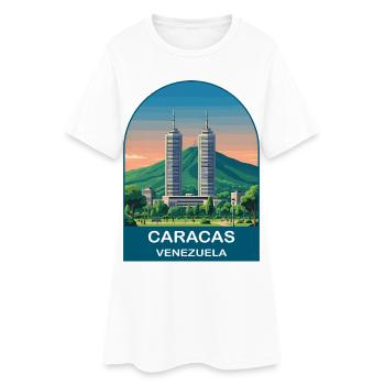 Caracas Venezuela Skyline Vintage Travel Poster - Women’s T-Shirt Dress - white - Front