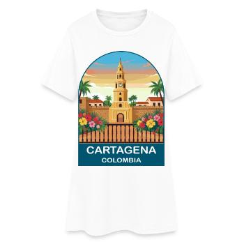 Cartagena Colombia Vintage City Travel Poster - Women’s T-Shirt Dress - white - Front
