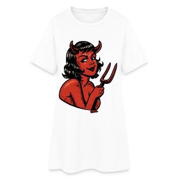 Pinup du Diable en rouge demi-teint - Robe T-shirt Femme - blanc - Devant