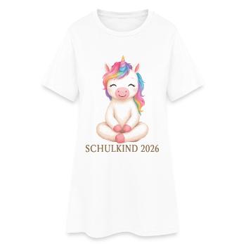 Schulkind 2026 Einhorn Shirt - Frauen T-Shirt-Kleid - Weiß - Vorne