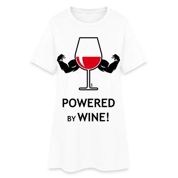 Powered By Wine! (Wein / Rotwein / Zu) - Frauen T-Shirt-Kleid - Weiß - Vorne