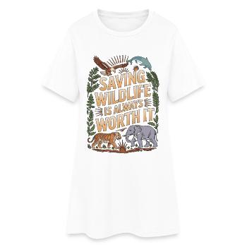 Protéger la faune animale, c’est toujours le soin des animaux - Robe T-shirt Femme - blanc - Devant