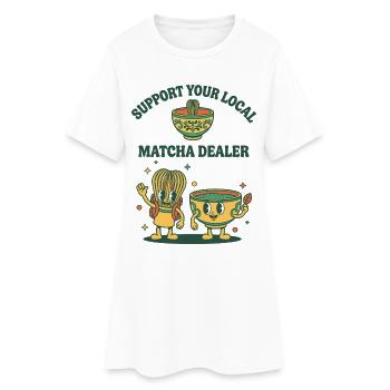 Soutenez votre revendeur de matcha local : Drôle de thé matcha - Robe T-shirt Femme - blanc - Devant