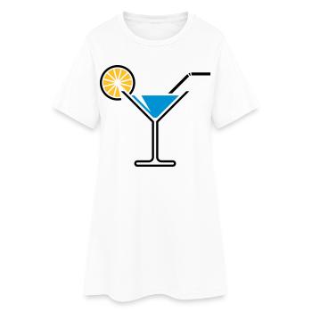 Cocktail / Cocktailglas / Martini + (Hellblau) - Frauen T-Shirt-Kleid - Weiß - Vorne